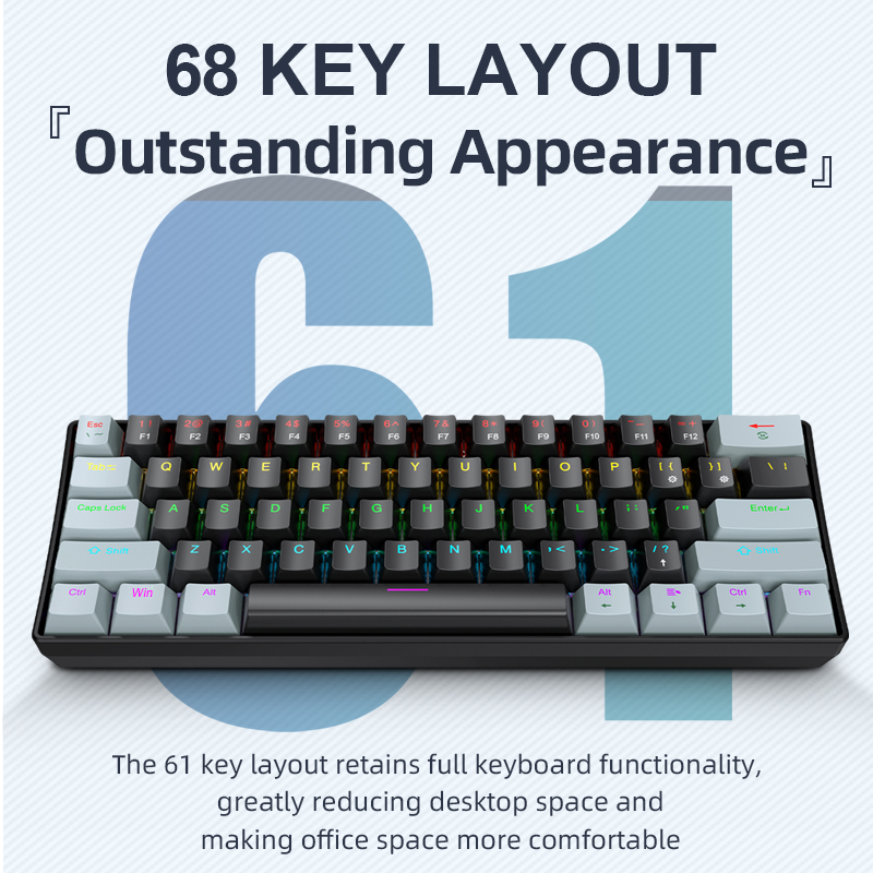 Gaming Keyboard And Mouse Set - APAYADO K61 Mini Mechanical Keyboard,Wired,61 Keys,Phantom