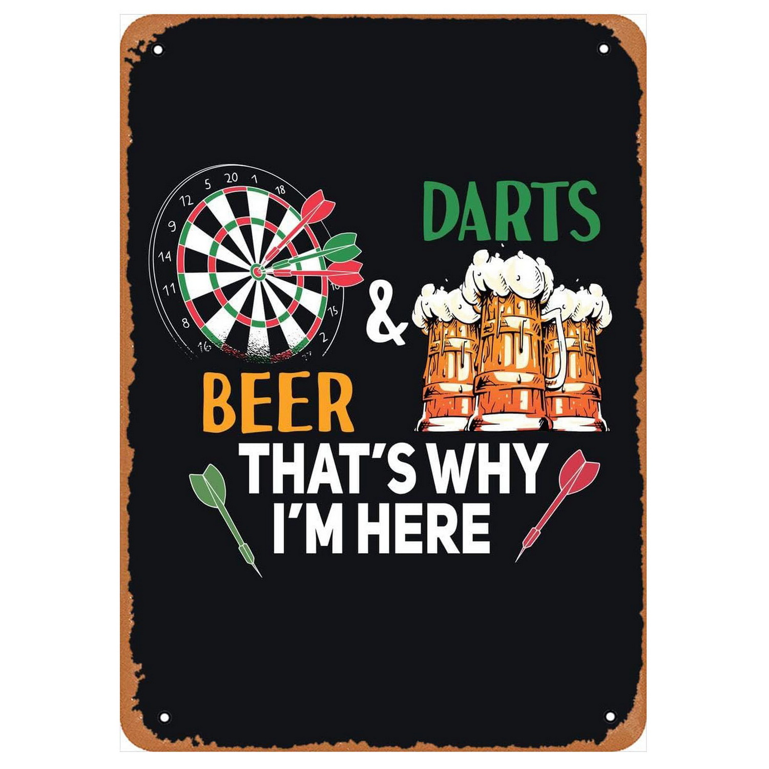 Vintage Darts & Beer Tin Sign, - Brass Weight Plate 评论和价格