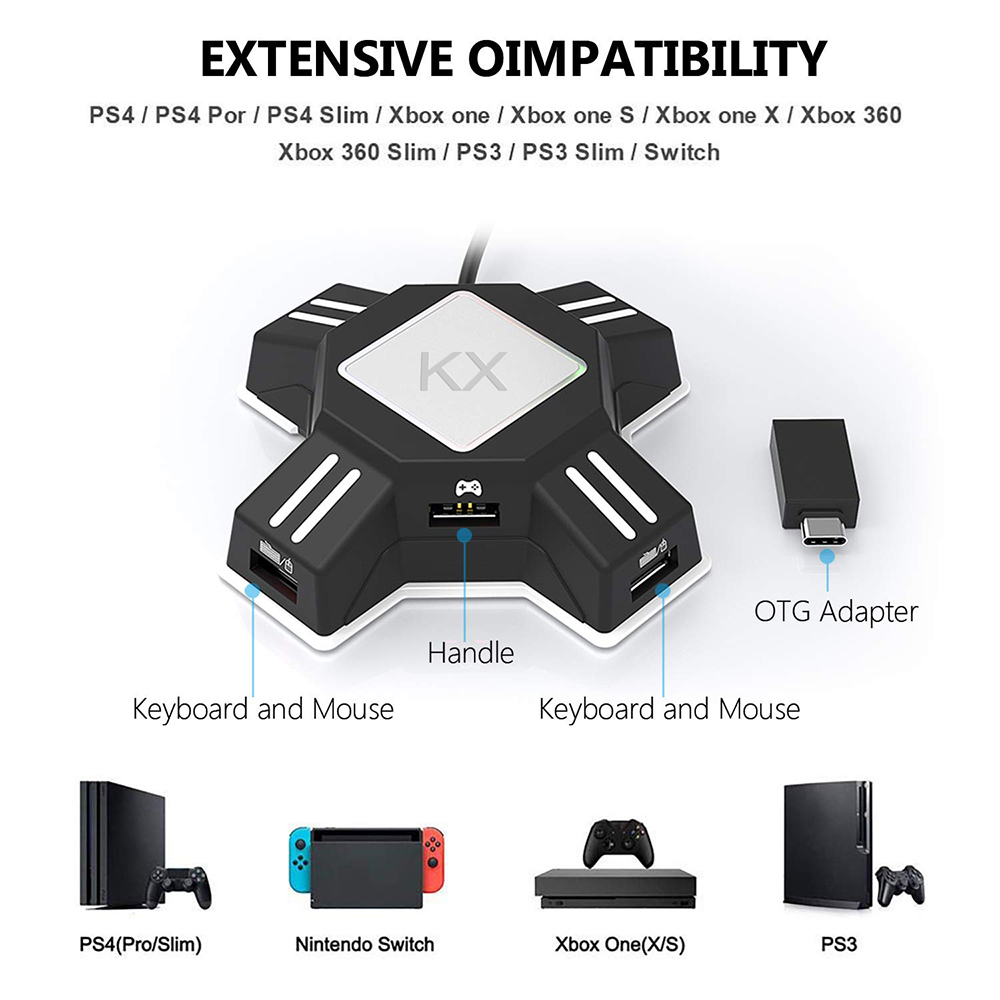 KX Adapter for PS4 Controller  - Gaming Keyboard And Mouse For Xbox 评论和价格