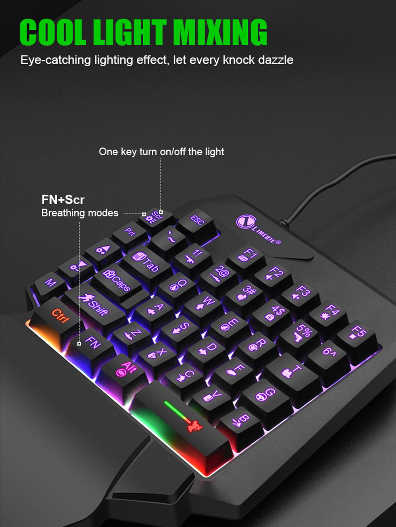 Mechanical One-Handed Light Ga - Gaming Keyboard And Mouse For Xbox 评论和价格