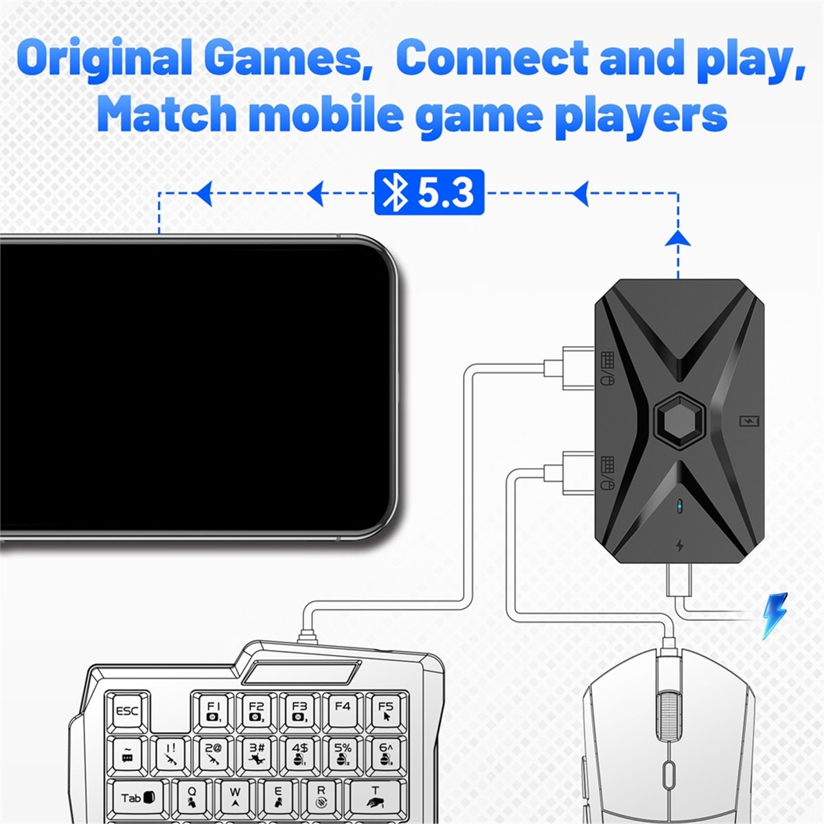 #48Y (Black)Mobile Games Conve - Gaming Keyboard And Mouse Converter For Mobile 评论和价格