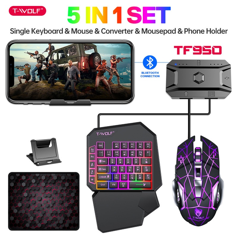 T-Wolf Tf950 5 In 1 One Handed - Gaming Keyboard And Mouse For Xbox 评论和价格