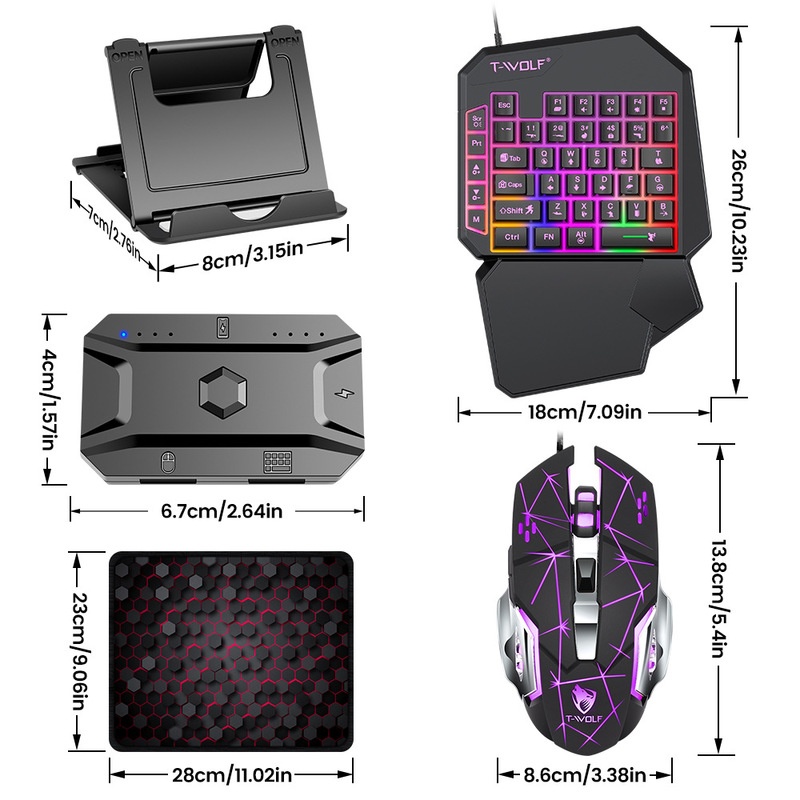 T-Wolf Tf950 5 In 1 One Handed - Gaming Keyboard And Mouse For Xbox 评论和价格