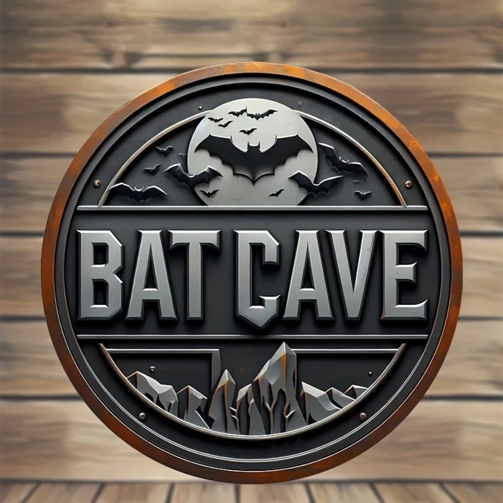 Vintage Bat Cave Metal Sign -  - Brass Weight Plate 评论和价格